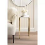 Table d'appoint en marbre et métal Kate et Laurel LeMaire, blanc et or, 12x12x24