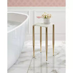 Table d'appoint en marbre et métal Kate et Laurel LeMaire, blanc et or, 12x12x24
