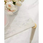 Table d'appoint en marbre et métal Kate et Laurel LeMaire, blanc et or, 12x12x24