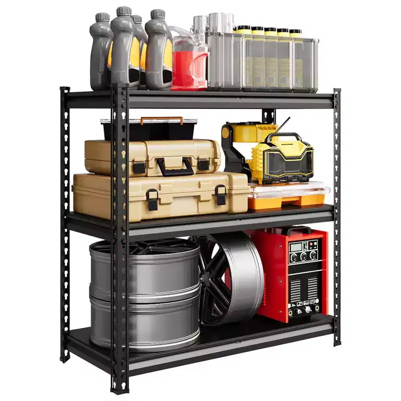 3-Tier Steel Garage Shelving Unit, Adjustable Metal Storage Rack, 2300 Lbs Capacity, Utility Organizer for Pantry, Kitchen, Basement, Home, Warehouse