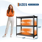 Étagère de garage en acier à 3 niveaux, rayonnage métallique réglable, capacité de 1043 kg, organiseur utilitaire pour garde-manger, cuisine, sous-sol, maison, entrepôt