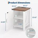 Lot de 2 tables de chevet de ferme avec station de recharge, table de nuit rustique avec porte de grange et étagère réglable, petite table d'appoint pour chambre et salon.