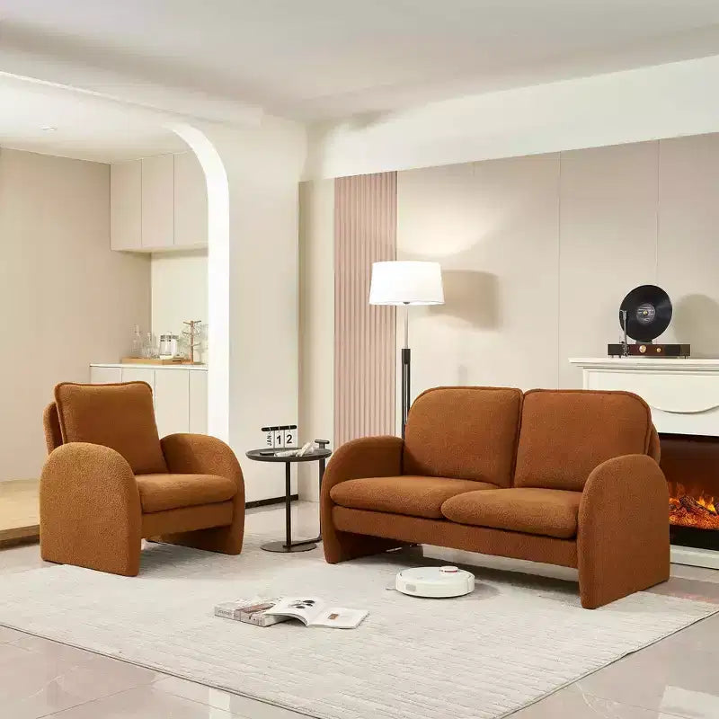 MAYEERTY Canapé 2 places, cadre en bois massif, mousse haute densité avec coussins décoratifs, sans pieds