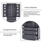 Étagères de porte de garde-manger de cuisine de ferme, armoire de rangement haute autonome avec 3 étagères réglables et 3 tiroirs pour salle à manger