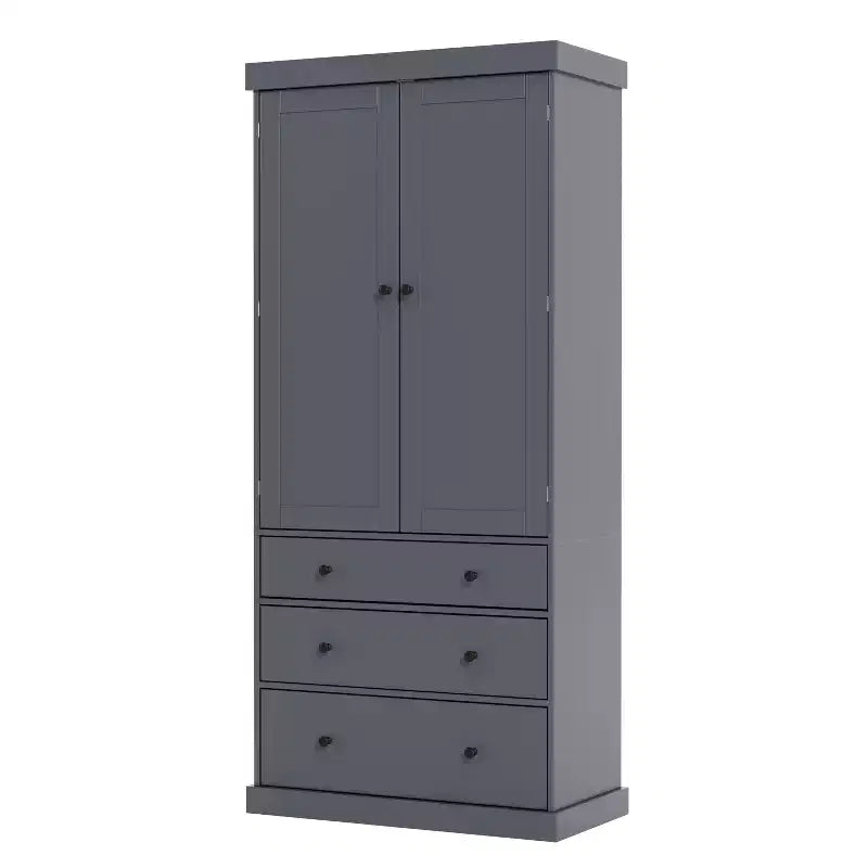 Étagères de porte de garde-manger de cuisine de ferme, armoire de rangement haute autonome avec 3 étagères réglables et 3 tiroirs pour salle à manger