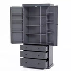 Étagères de porte de garde-manger de cuisine de ferme, armoire de rangement haute autonome avec 3 étagères réglables et 3 tiroirs pour salle à manger