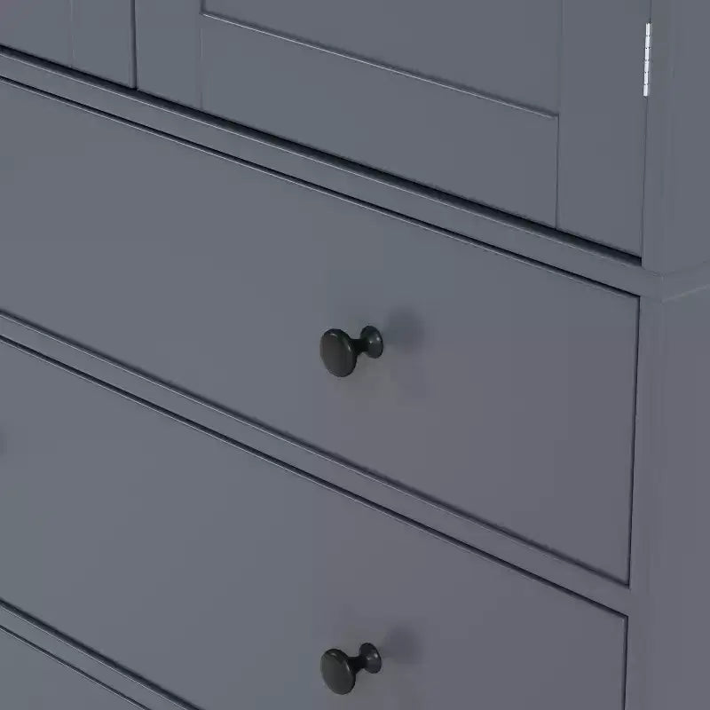 Étagères de porte de garde-manger de cuisine de ferme, armoire de rangement haute autonome avec 3 étagères réglables et 3 tiroirs pour salle à manger