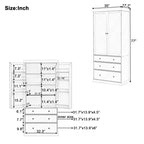 Étagères de porte de garde-manger de cuisine de ferme, armoire de rangement haute autonome avec 3 étagères réglables et 3 tiroirs pour salle à manger