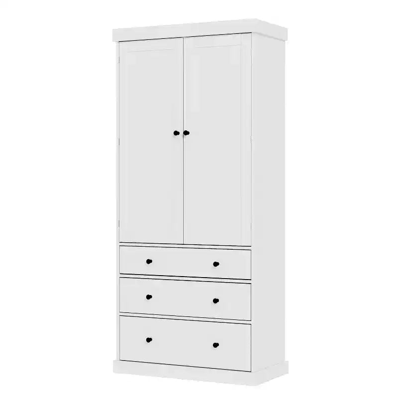 Étagères de porte de garde-manger de cuisine de ferme, armoire de rangement haute autonome avec 3 étagères réglables et 3 tiroirs pour salle à manger