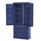 Étagères de porte de garde-manger de cuisine de ferme, armoire de rangement haute autonome avec 3 étagères réglables et 3 tiroirs pour salle à manger