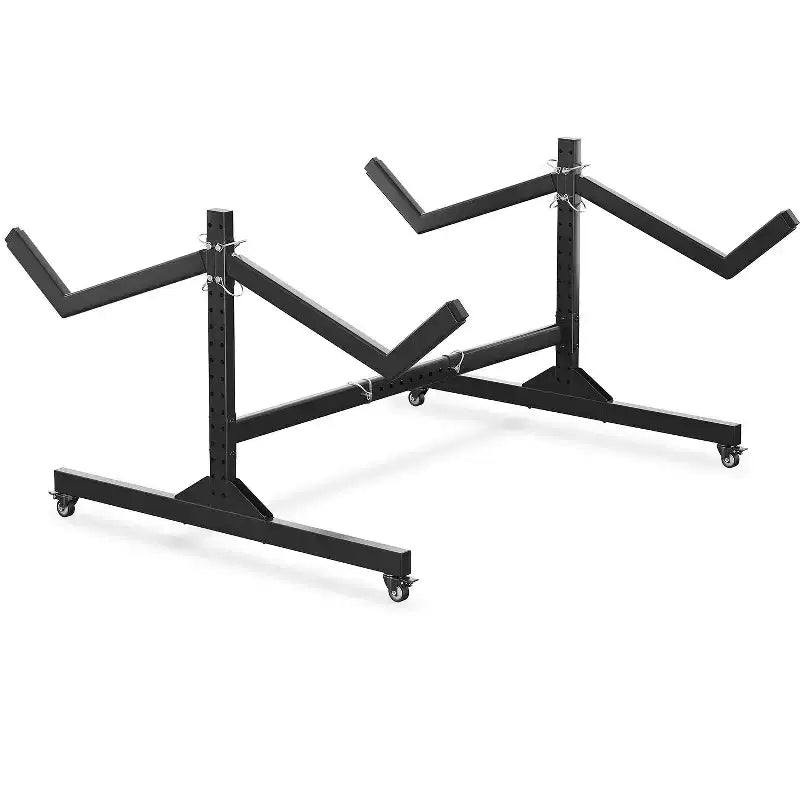 Support de rangement autoportant robuste pour kayak, support en acier réglable, roues mobiles, sangles de suspension, support multi-kayaks type S