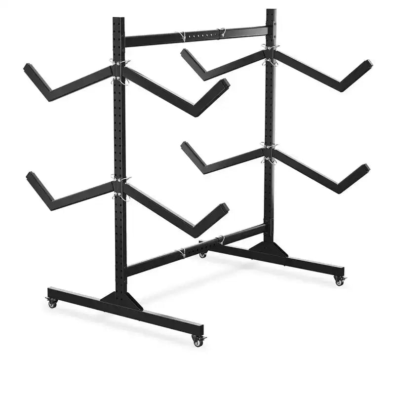 Support de rangement autoportant robuste pour kayak, support en acier réglable, roues mobiles, sangles de suspension, support multi-kayaks type S