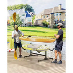 Support de rangement autoportant robuste pour kayak, support en acier réglable, roues mobiles, sangles de suspension, support multi-kayaks type S