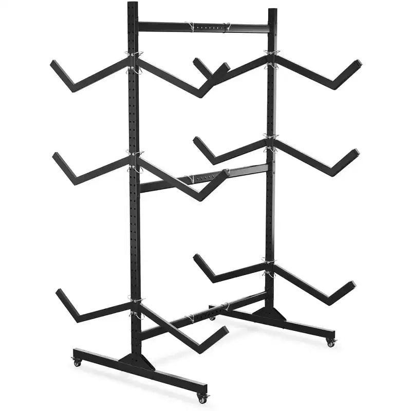 Support de rangement autoportant robuste pour kayak, support en acier réglable, roues mobiles, sangles de suspension, support multi-kayaks type S