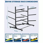 Support de rangement robuste pour kayaks avec roues verrouillables pour kayaks, canoës, planches de surf et planches à pagaie Étagères amovibles