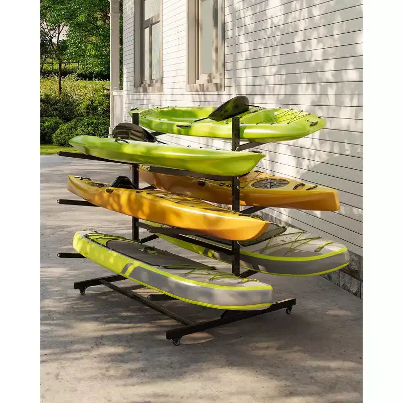 Support de rangement robuste pour kayaks avec roues verrouillables pour kayaks, canoës, planches de surf et planches à pagaie Étagères amovibles