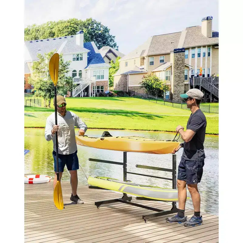 Support de rangement robuste pour kayaks avec roues verrouillables pour kayaks, canoës, planches de surf et planches à pagaie Étagères amovibles