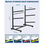 Support de rangement robuste pour kayaks avec roues verrouillables pour kayaks, canoës, planches de surf et planches à pagaie Étagères amovibles