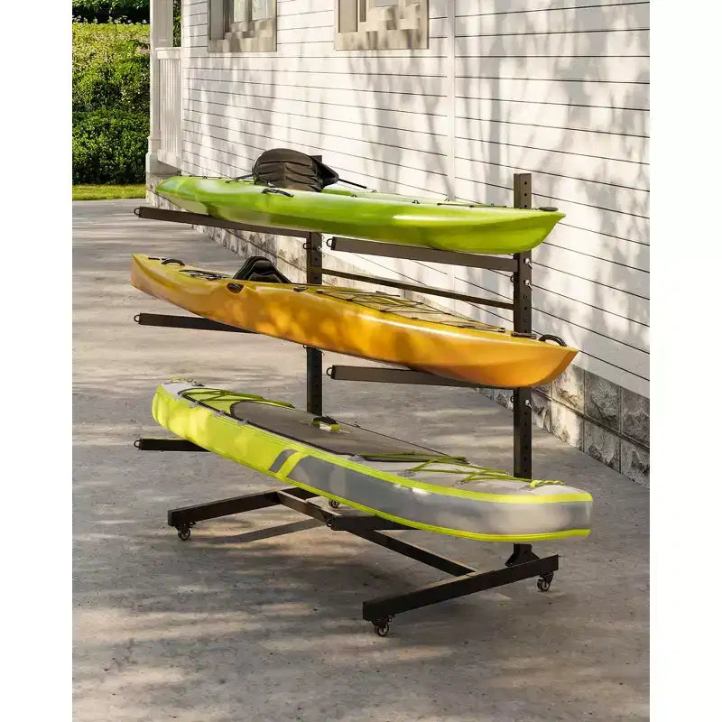 Support de rangement robuste pour kayaks avec roues verrouillables pour kayaks, canoës, planches de surf et planches à pagaie Étagères amovibles