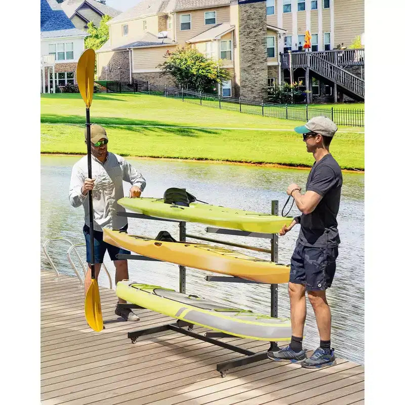 Support de rangement robuste pour kayaks avec roues verrouillables pour kayaks, canoës, planches de surf et planches à pagaie Étagères amovibles