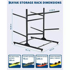 Support de rangement robuste pour kayaks avec roues verrouillables pour kayaks, canoës, planches de surf et planches à pagaie Étagères amovibles