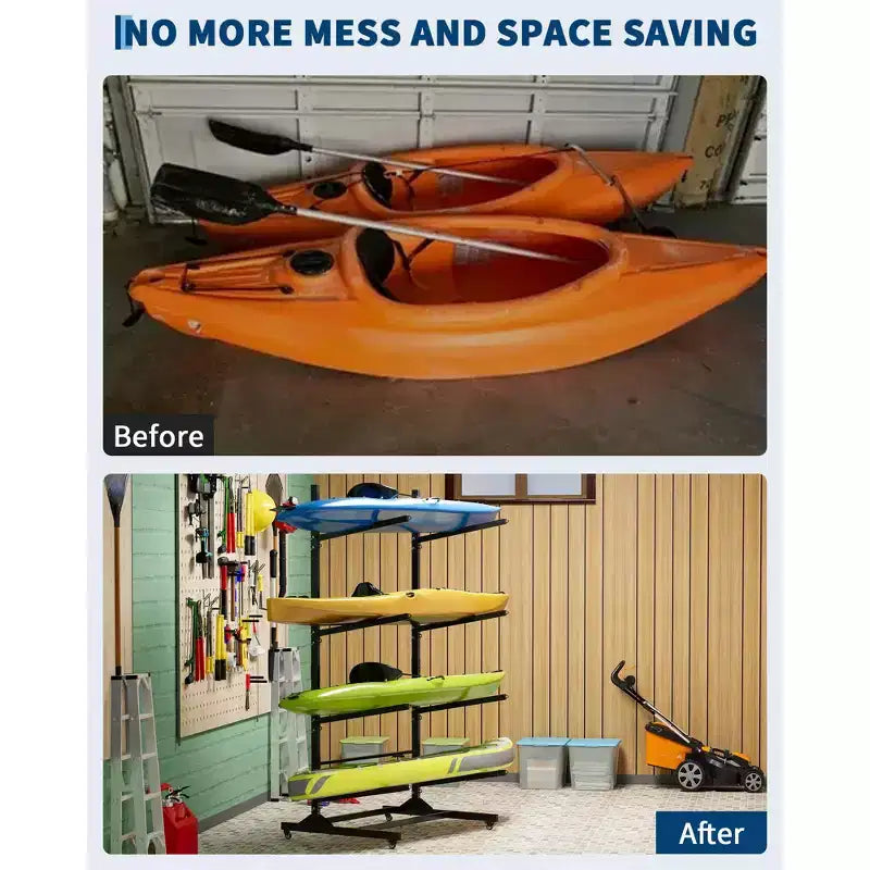 Support de rangement robuste pour kayaks avec roues verrouillables pour kayaks, canoës, planches de surf et planches à pagaie Étagères amovibles