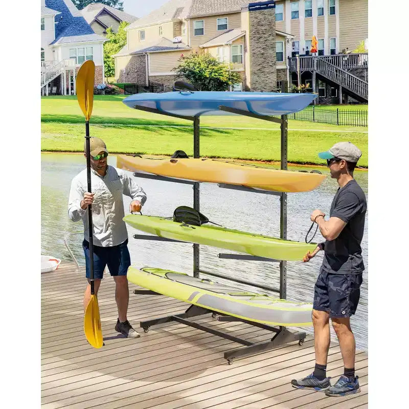 Support de rangement robuste pour kayaks avec roues verrouillables pour kayaks, canoës, planches de surf et planches à pagaie Étagères amovibles