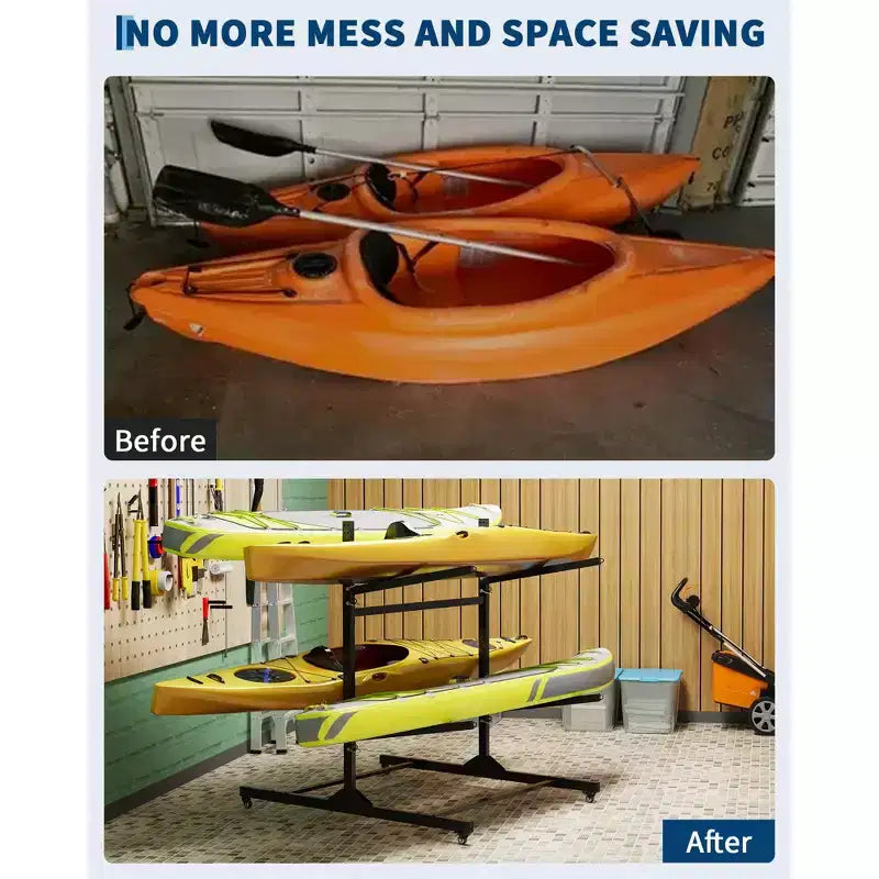 Support de rangement robuste pour kayaks avec roues verrouillables pour kayaks, canoës, planches de surf et planches à pagaie Étagères amovibles