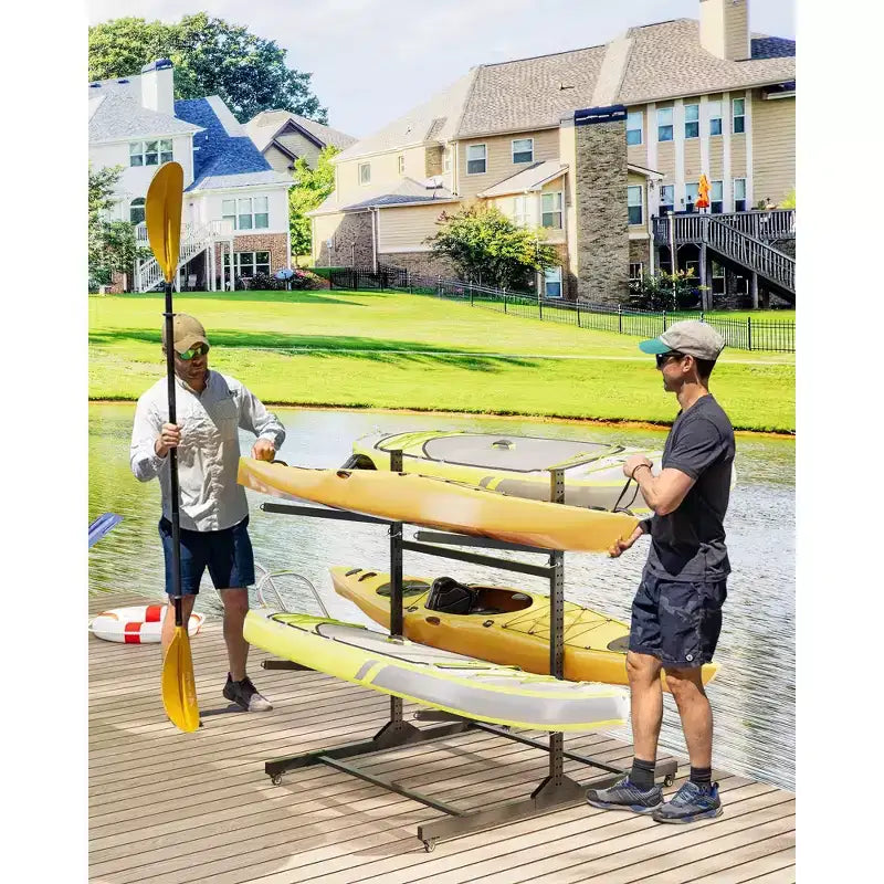Support de rangement robuste pour kayaks avec roues verrouillables pour kayaks, canoës, planches de surf et planches à pagaie Étagères amovibles