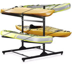 Heavy Duty Kayak Storage Rack with Lockable Wheels for Kayaks, Canoes, Surfboards & Paddleboards Removable Shelves