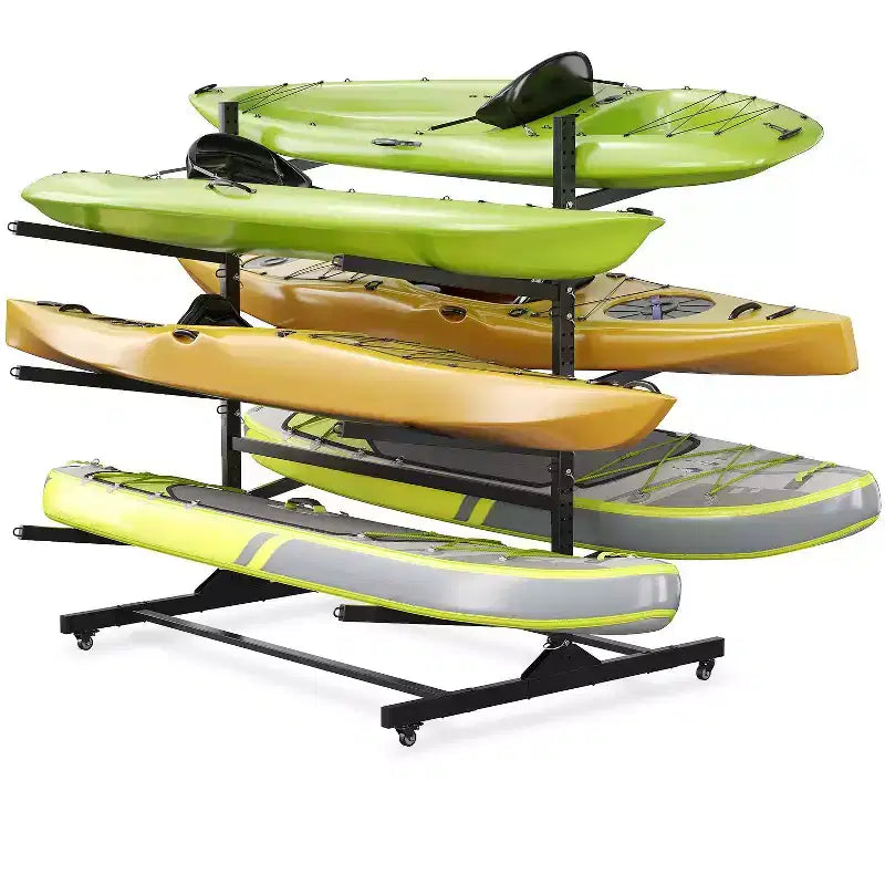 Support de rangement robuste pour kayaks avec roues verrouillables pour kayaks, canoës, planches de surf et planches à pagaie Étagères amovibles