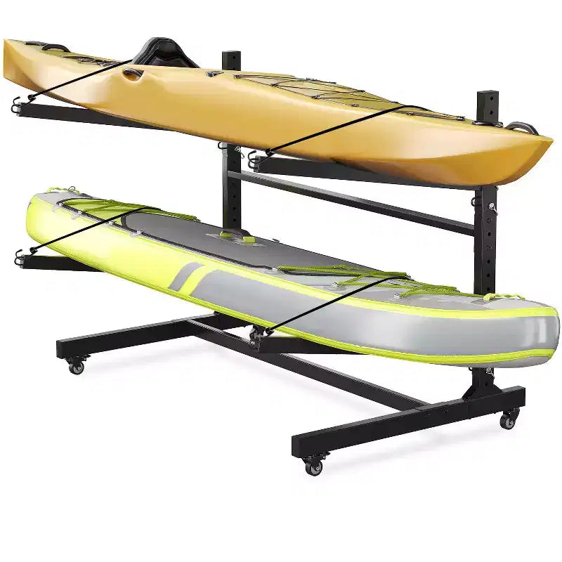 Support de rangement robuste pour kayaks avec roues verrouillables pour kayaks, canoës, planches de surf et planches à pagaie Étagères amovibles