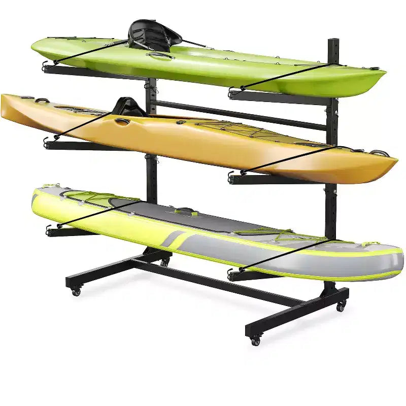 Support de rangement robuste pour kayaks avec roues verrouillables pour kayaks, canoës, planches de surf et planches à pagaie Étagères amovibles