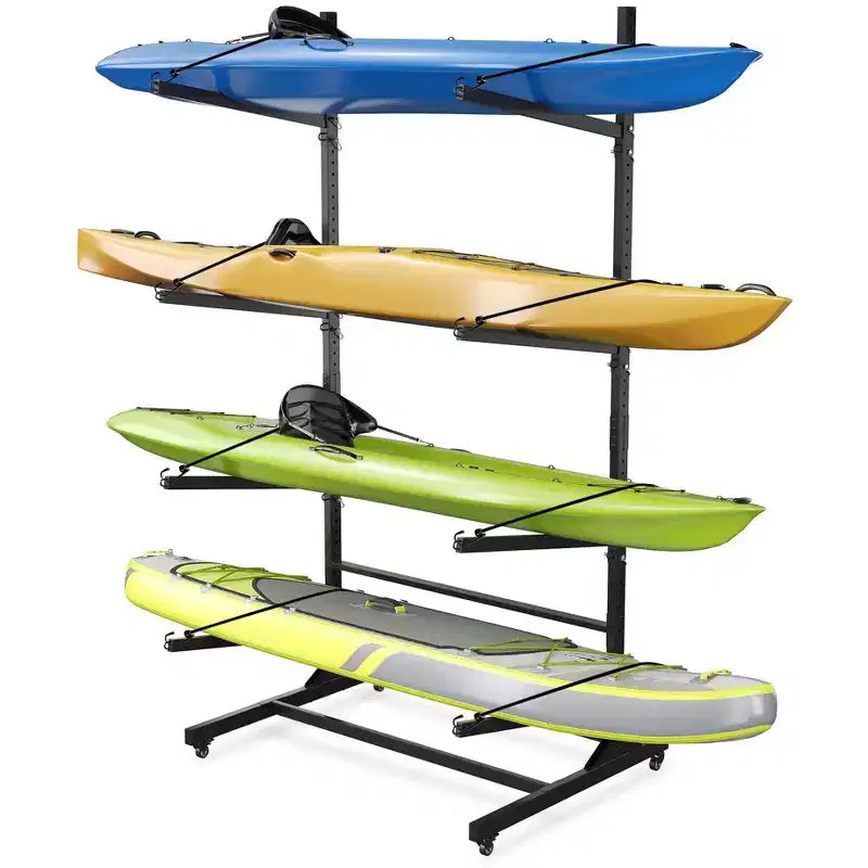 Support de rangement robuste pour kayaks avec roues verrouillables pour kayaks, canoës, planches de surf et planches à pagaie Étagères amovibles