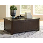 Signature Design by Ashley Breckington Lift Top Coffee Table, Dark Brown with Storage Trunk