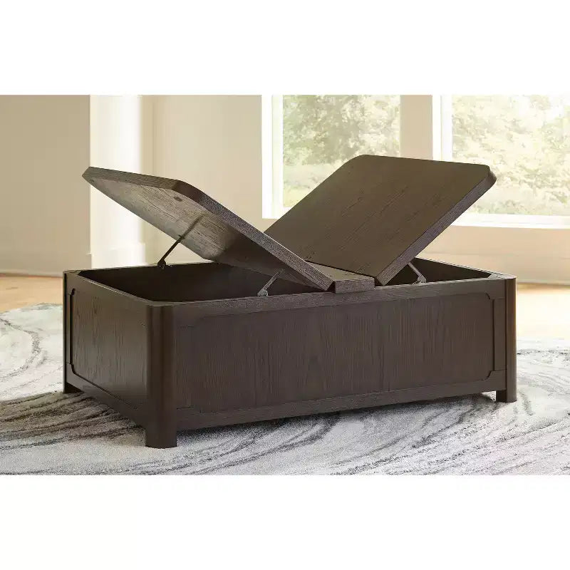 Table basse relevable Signature Design by Ashley Breckington, marron foncé avec coffre de rangement