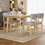 Ensemble de salle à manger en bois rustique pour 4 personnes, table rectangulaire 5 pièces avec chaises rembourrées pour petite cuisine