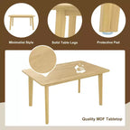 Ensemble de salle à manger en bois rustique pour 4 personnes, table rectangulaire 5 pièces avec chaises rembourrées pour petite cuisine