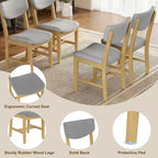 Ensemble de salle à manger en bois rustique pour 4 personnes, table rectangulaire 5 pièces avec chaises rembourrées pour petite cuisine