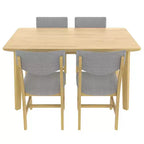 Ensemble de salle à manger en bois rustique pour 4 personnes, table rectangulaire 5 pièces avec chaises rembourrées pour petite cuisine