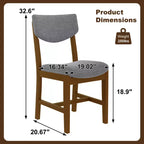 Ensemble de salle à manger en bois rustique pour 4 personnes, table rectangulaire 5 pièces avec chaises rembourrées pour petite cuisine