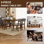 Ensemble de salle à manger en bois rustique pour 4 personnes, table rectangulaire 5 pièces avec chaises rembourrées pour petite cuisine