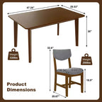 Ensemble de salle à manger en bois rustique pour 4 personnes, table rectangulaire 5 pièces avec chaises rembourrées pour petite cuisine