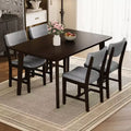 Rustic Wood Dining Table Set for 4, 5 Pieces Rectangular Table Set with Upholstered Chairs for Small Space Kitchen