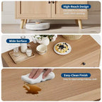 Buffet en bois naturel moderne avec 3 niveaux de rangement, tiroir et étagères ouvertes