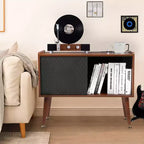 Grand meuble de rangement pour disques vinyles, peut contenir 300 albums, support de platine vinyle avec station de charge et ports USB, table d'appoint pour tourne-disque