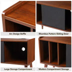 Grand meuble de rangement pour disques vinyles, peut contenir 300 albums, support de platine vinyle avec station de charge et ports USB, table d'appoint pour tourne-disque