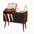 Grand meuble de rangement pour disques vinyles, peut contenir 300 albums, support de platine vinyle avec station de charge et ports USB, table d'appoint pour tourne-disque