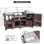 Îlot de cuisine d'extérieur avec évier, chariot de barbecue d'extérieur en bois massif pour barbecues XL Big Green Egg, chariot de bar d'extérieur roulant avec plateau en acier inoxydable