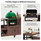 Îlot de cuisine d'extérieur avec évier, chariot de barbecue d'extérieur en bois massif pour barbecues XL Big Green Egg, chariot de bar d'extérieur roulant avec plateau en acier inoxydable